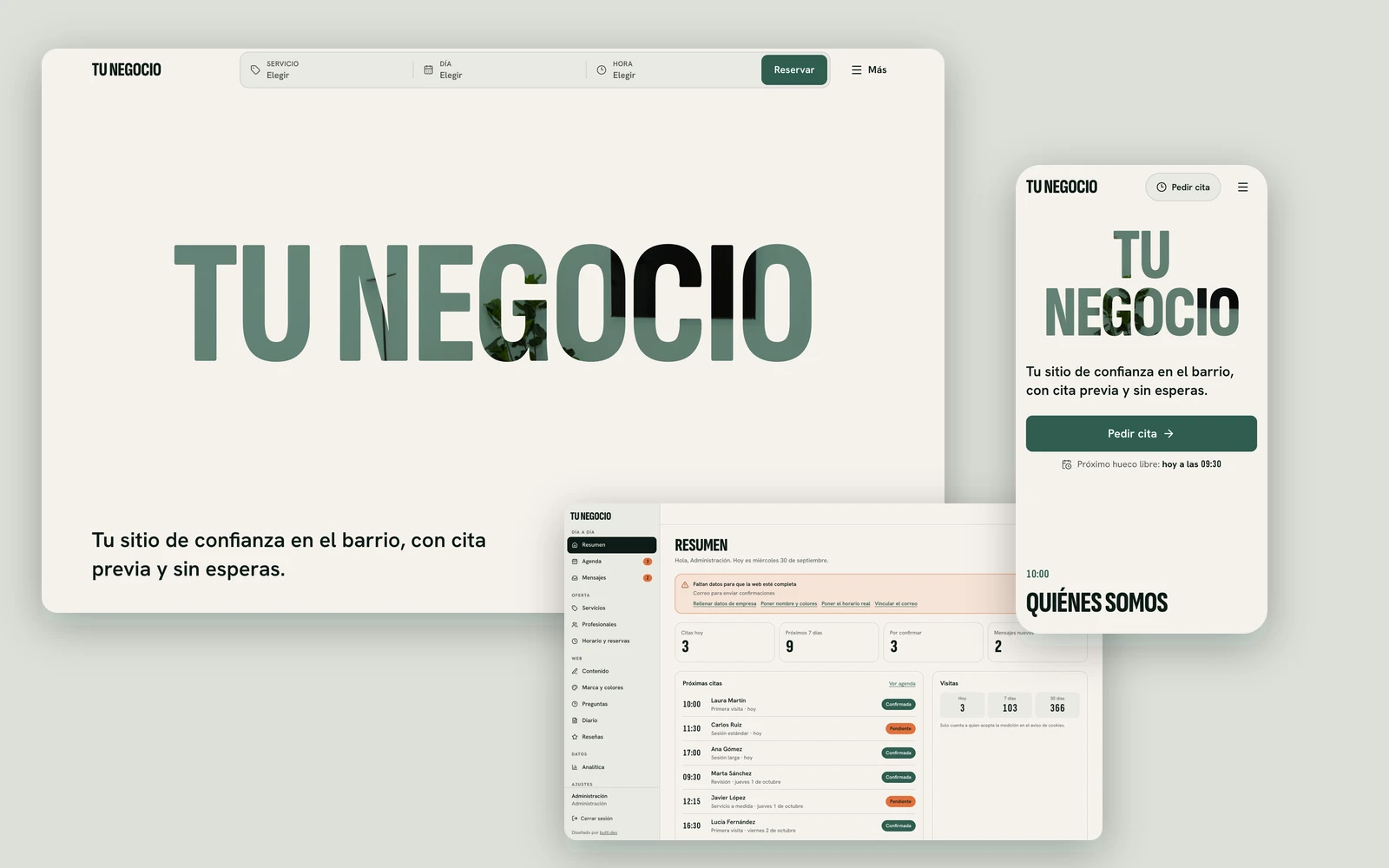 Web Prediseñada de Reservas para Negocios Locales