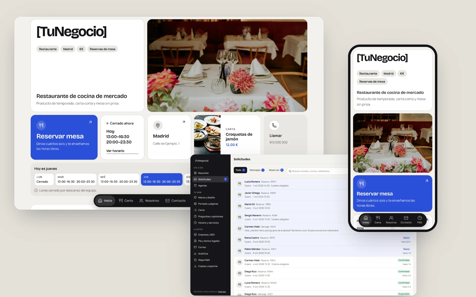 Web Prediseñada Restaurante/bar